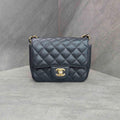 Chanel Classic Flap Square Mini Black Caviar Leather Gold Hardware Chain Bag