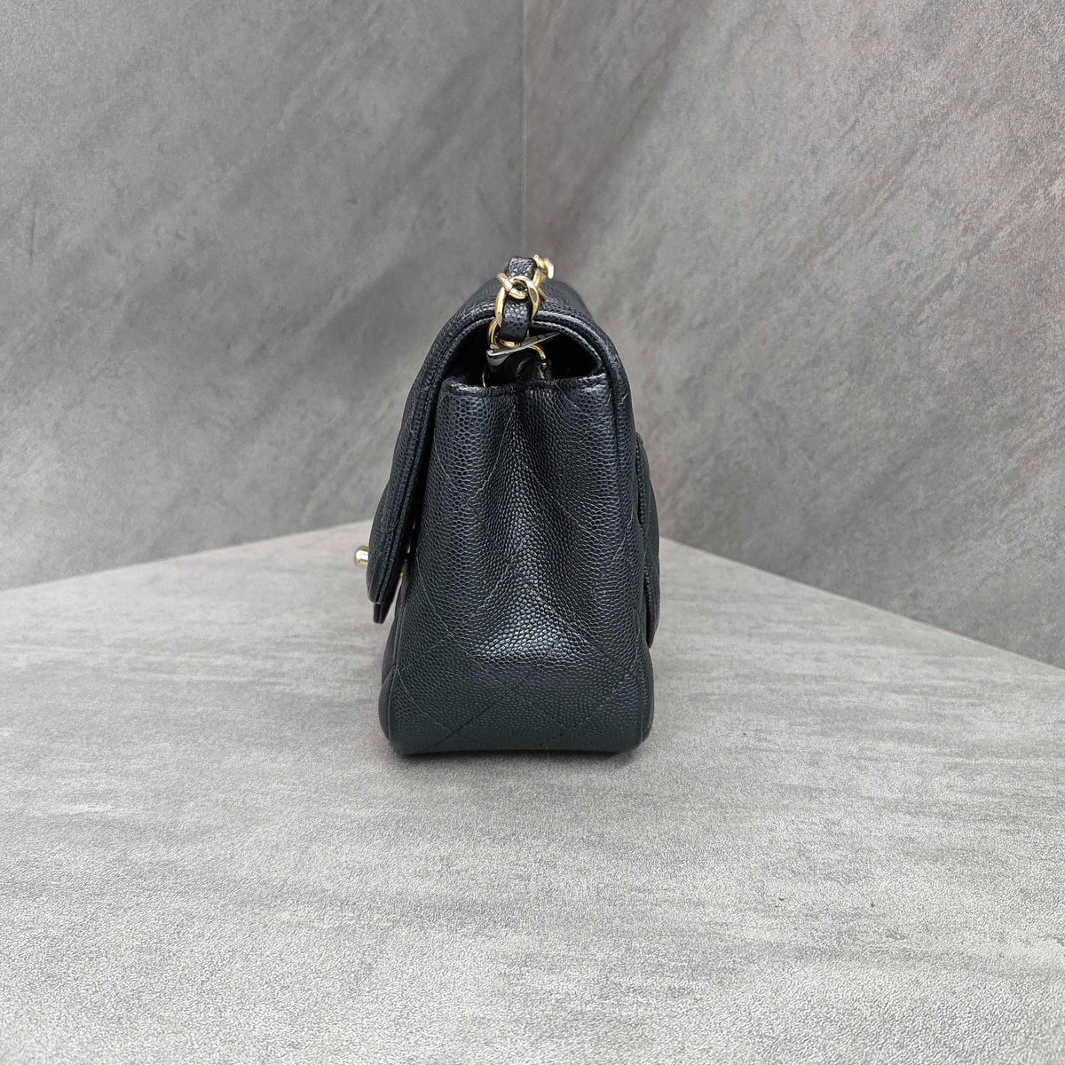 Chanel Classic Flap Square Mini Black Caviar Leather Gold Hardware Chain Bag