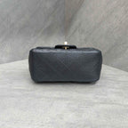 Chanel Classic Flap Square Mini Black Caviar Leather Gold Hardware Chain Bag