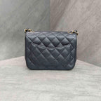 Chanel Classic Flap Square Mini Black Caviar Leather Gold Hardware Chain Bag