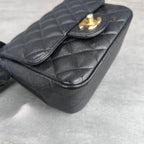 Chanel Classic Flap Square Mini Black Caviar Leather Gold Hardware Chain Bag