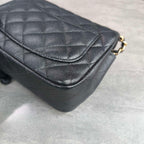 Chanel Classic Flap Square Mini Black Caviar Leather Gold Hardware Chain Bag