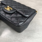 Chanel Classic Flap Square Mini Black Caviar Leather Gold Hardware Chain Bag