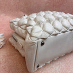 CHANEL Vintage Puffy Quilted Lambskin Chain Bag in White