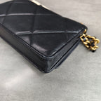 Chanel 19 Bag WOC Black Gold Lambskin Chain Wallet with Card