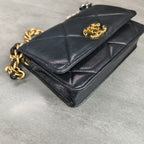 Chanel 19 Bag WOC Black Gold Lambskin Chain Wallet with Card