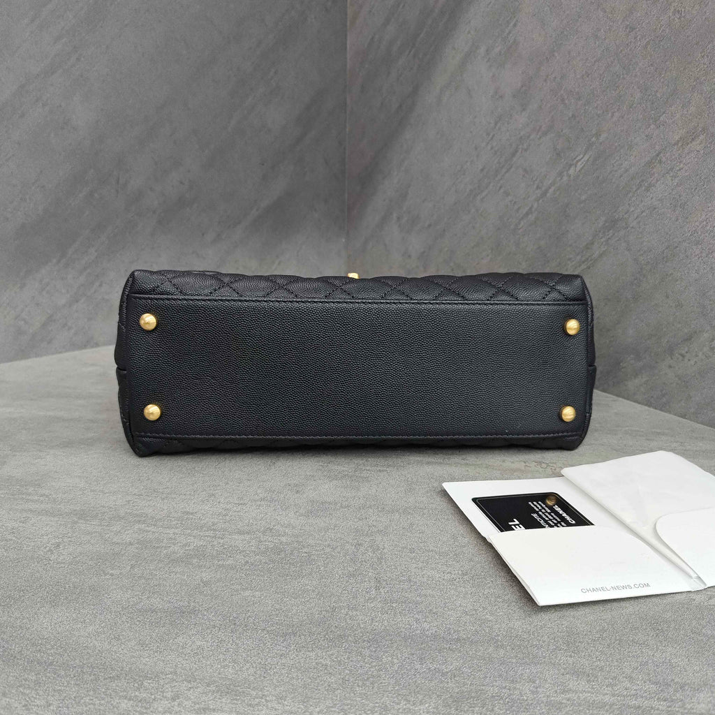 Chanel Coco Handle Black Caviar Leather Gold Hardware Black Handle