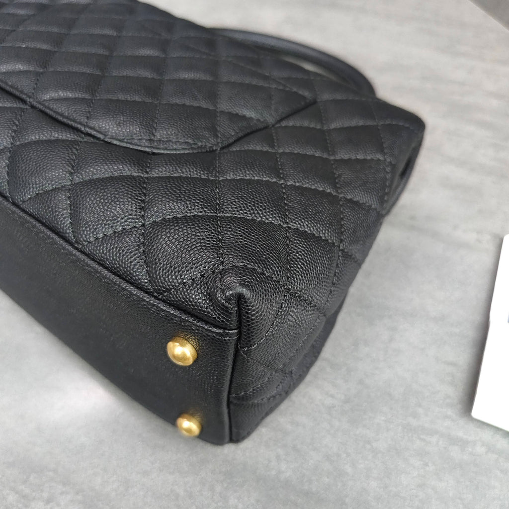 Chanel Coco Handle Black Caviar Leather Gold Hardware Black Handle