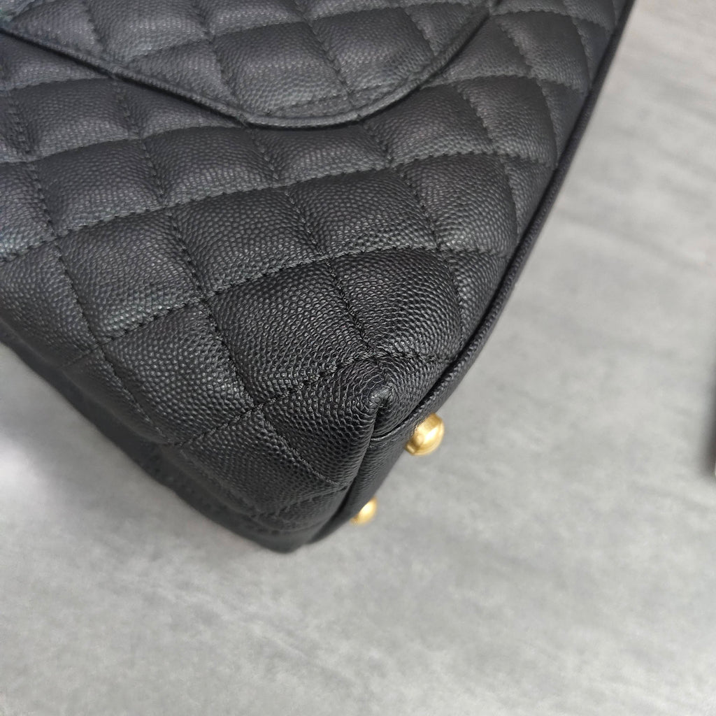 Chanel Coco Handle Black Caviar Leather Gold Hardware Black Handle