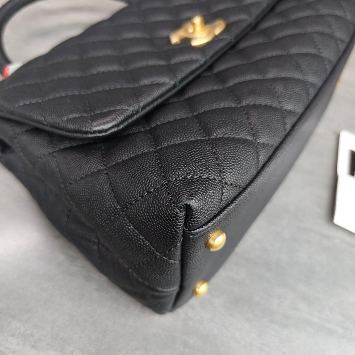 Chanel Coco Handle Black Caviar Leather Gold Hardware Black Handle