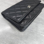 Chanel WOC Black Silver Lambskin Chain Bag