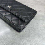 Chanel WOC Black Silver Lambskin Chain Bag