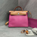 Hermes Pink Canvas and Leather Handbag Shoulder Bag Frame O