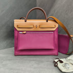 Hermes Pink Canvas and Leather Handbag Shoulder Bag Frame O