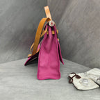 Hermes Pink Canvas and Leather Handbag Shoulder Bag Frame O