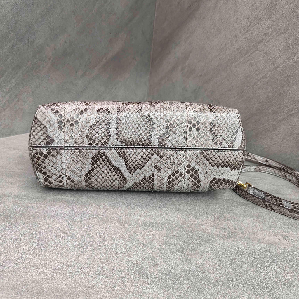 Fendi First Clutch Bag in Python Leather with Classic Monogram