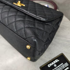 Chanel Coco Handle Black Caviar Leather with Gold Hardware Red Handle 29 Series with Card