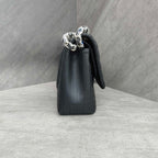 CHANEL Classic Flap Jumbo Chevron Lambskin Black Silver Hardware 22 Series with Card