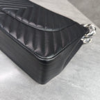 CHANEL Classic Flap Jumbo Chevron Lambskin Black Silver Hardware 22 Series with Card