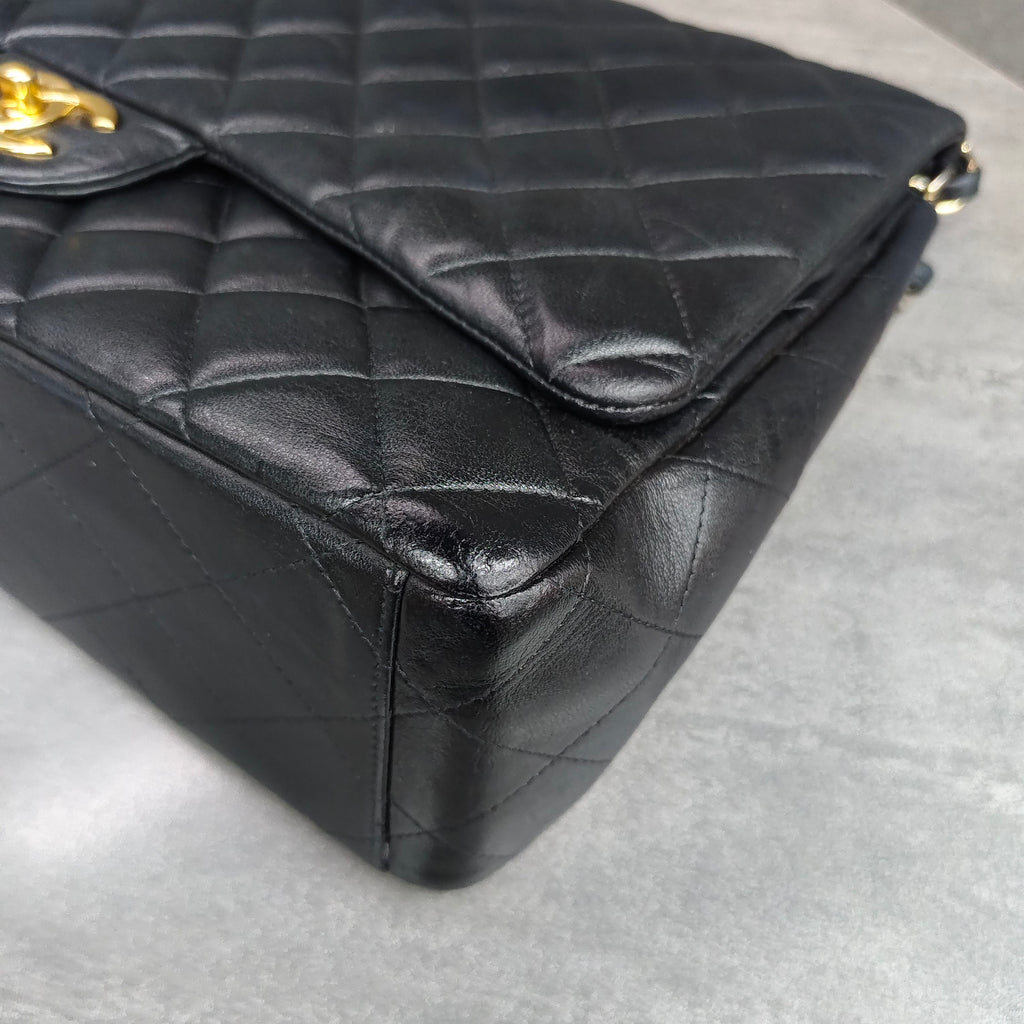 CHANEL Classic Flap Black Lambskin Gold Hardware Chain Bag 15 Series