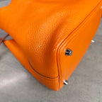 Hermes Picotin orange silver hardware hand-carry bucket bag