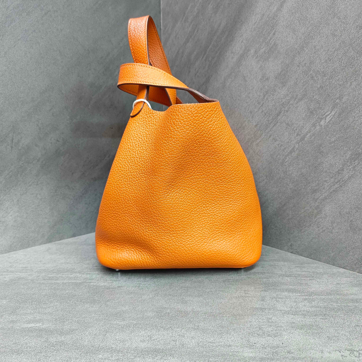Hermes Picotin orange silver hardware hand-carry bucket bag