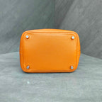 Hermes Picotin orange silver hardware hand-carry bucket bag