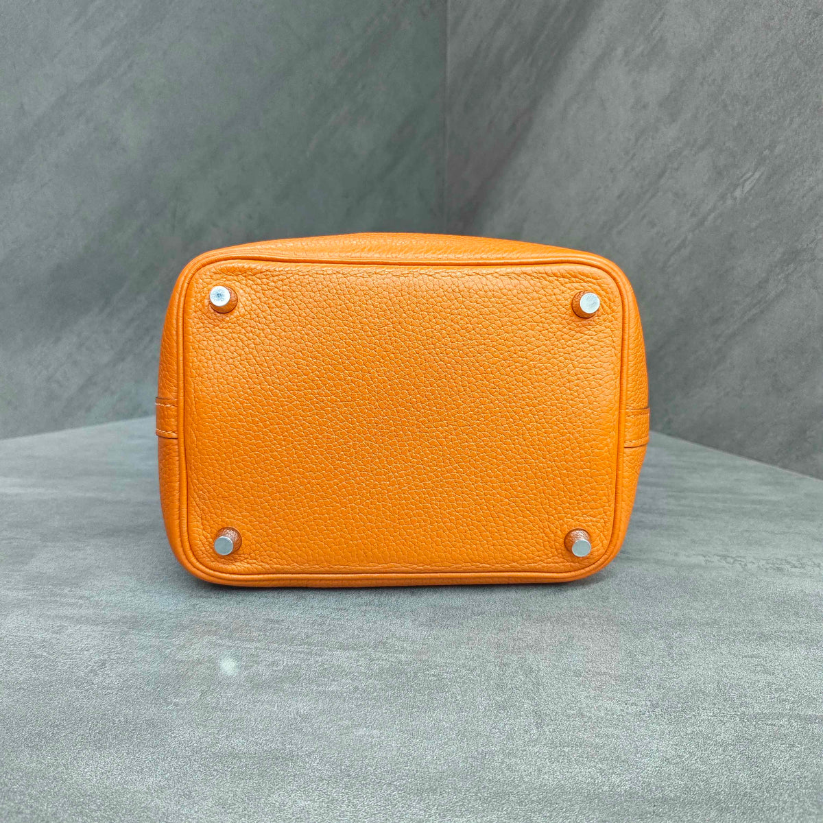 Hermes Picotin orange silver hardware hand-carry bucket bag