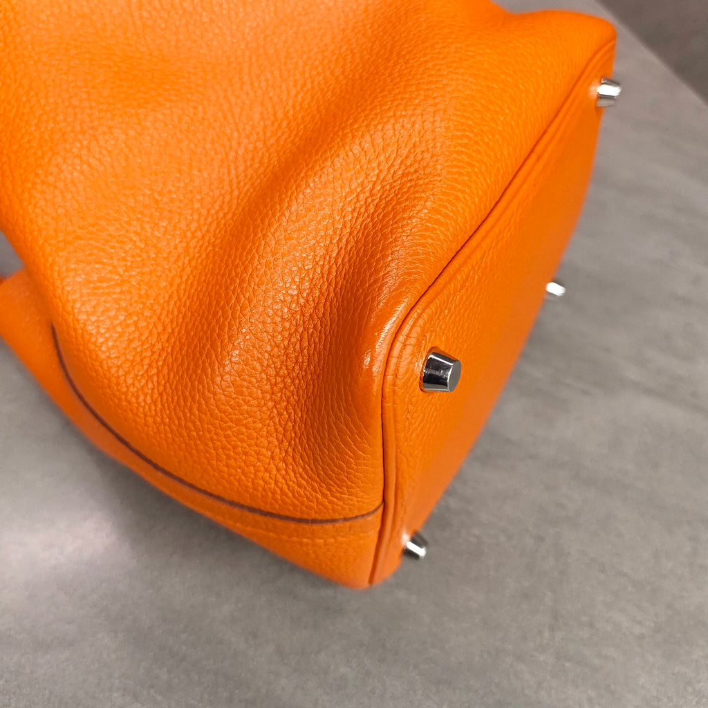 Hermes Picotin orange silver hardware hand-carry bucket bag