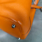Hermes Picotin orange silver hardware hand-carry bucket bag