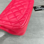 Chanel Classic Flap Square Mini Bag in Rose Red Lambskin with Gold Hardware