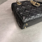 Dior Lady Dior 4 Compartment Black Lambskin Gold Hardware Letter Strap Structured Silhouette