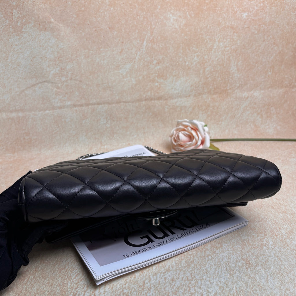 Chanel CF Black Silver Hardware Lambskin Chain Bag