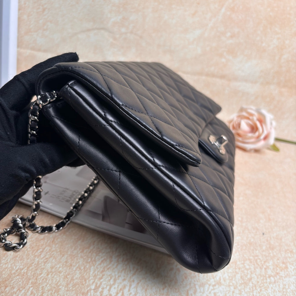 Chanel CF Black Silver Hardware Lambskin Chain Bag