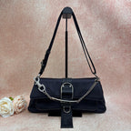 Dior black satin full rhinestone lobster clasp shoulder bag large