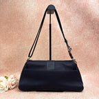 Dior black satin full rhinestone lobster clasp shoulder bag large