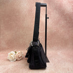 Dior black satin full rhinestone lobster clasp shoulder bag large