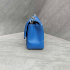 CHANEL Blue Chevron Lambskin with Gold Hardware
