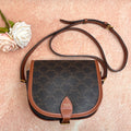CELINE Folco Saddle Bag in Classic Monogram Canvas, Crossbody Shoulder Bag