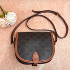 CELINE Folco Saddle Bag in Classic Monogram Canvas, Crossbody Shoulder Bag