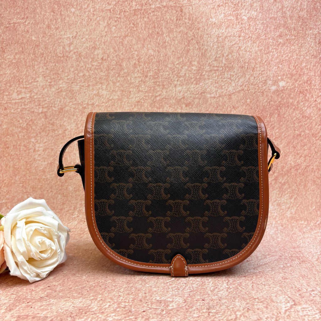CELINE Folco Saddle Bag in Classic Monogram Canvas, Crossbody Shoulder Bag