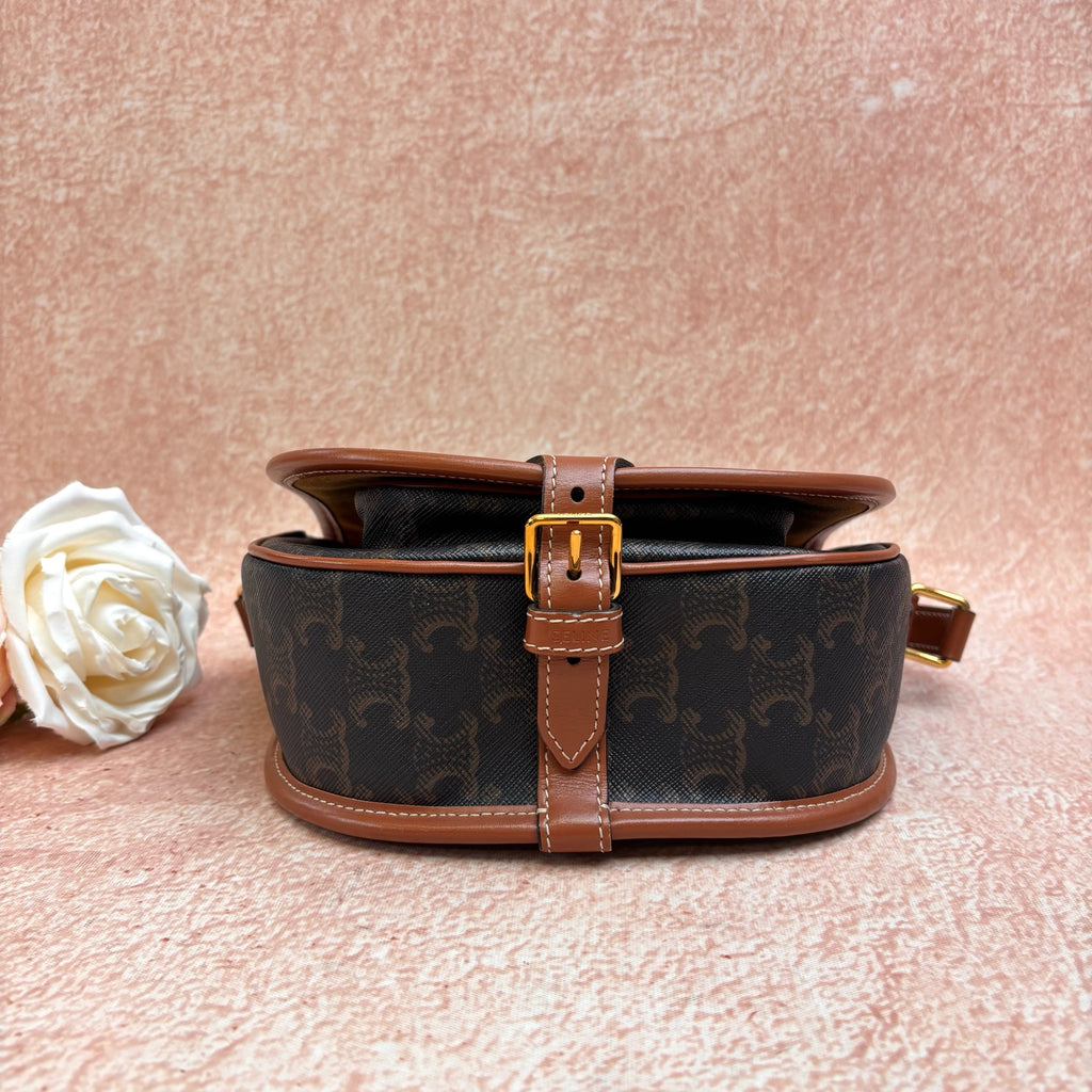 CELINE Folco Saddle Bag in Classic Monogram Canvas, Crossbody Shoulder Bag
