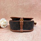 CELINE Folco Saddle Bag in Classic Monogram Canvas, Crossbody Shoulder Bag