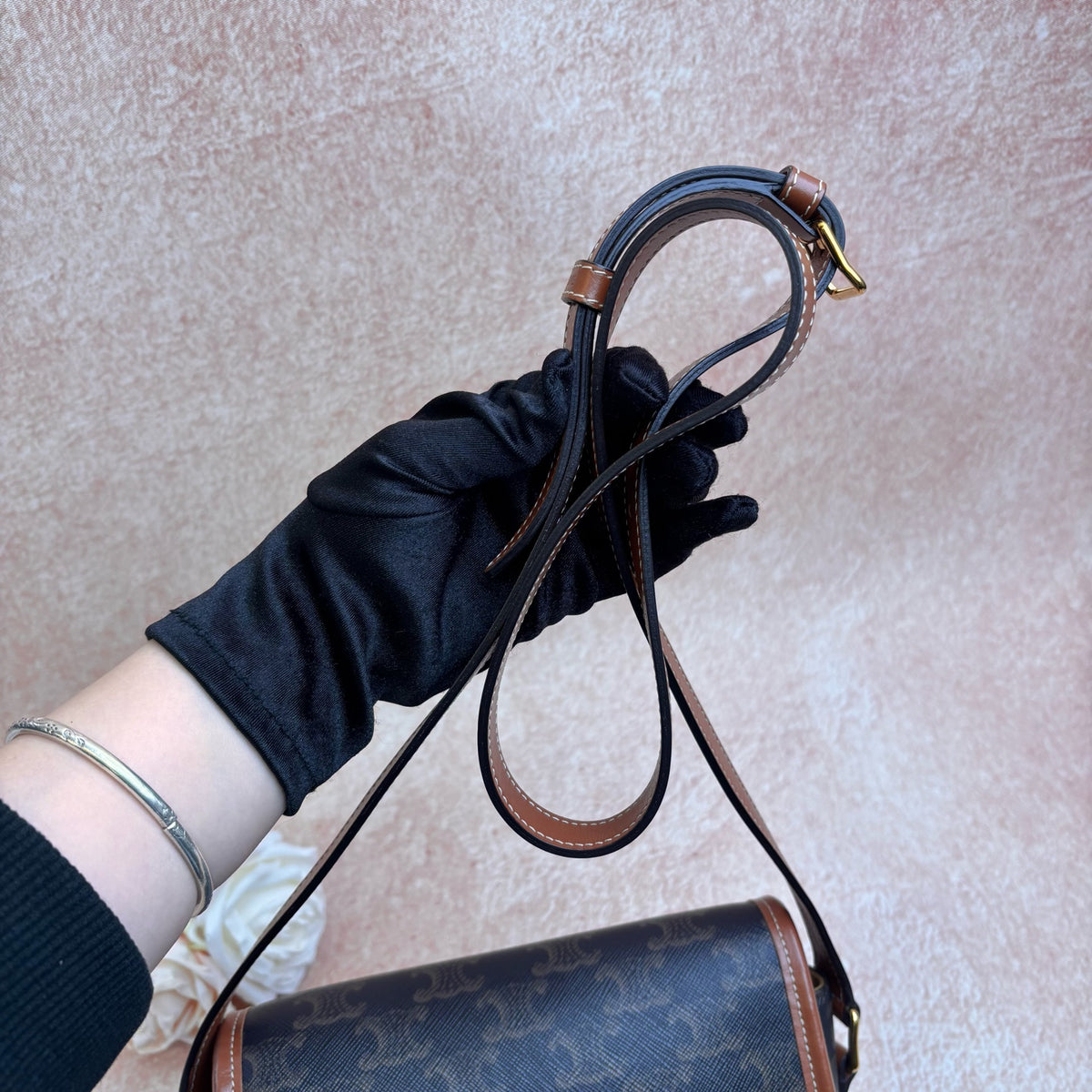 CELINE Folco Saddle Bag in Classic Monogram Canvas, Crossbody Shoulder Bag