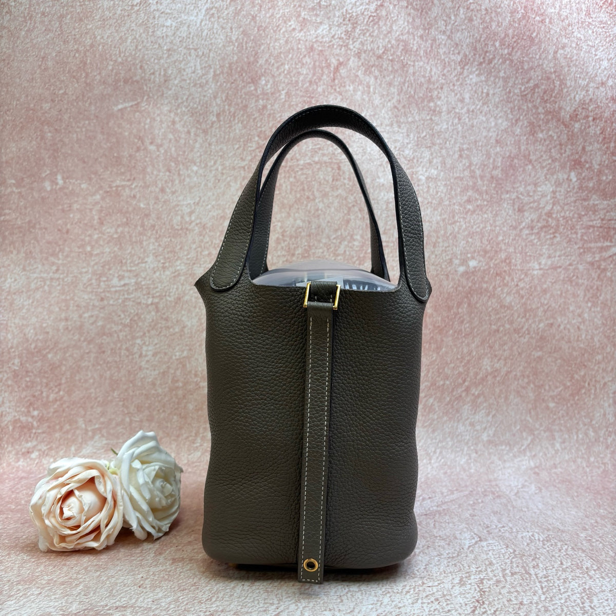 Hermes Picotin Etoupe Gold Hardware Clemence Leather
