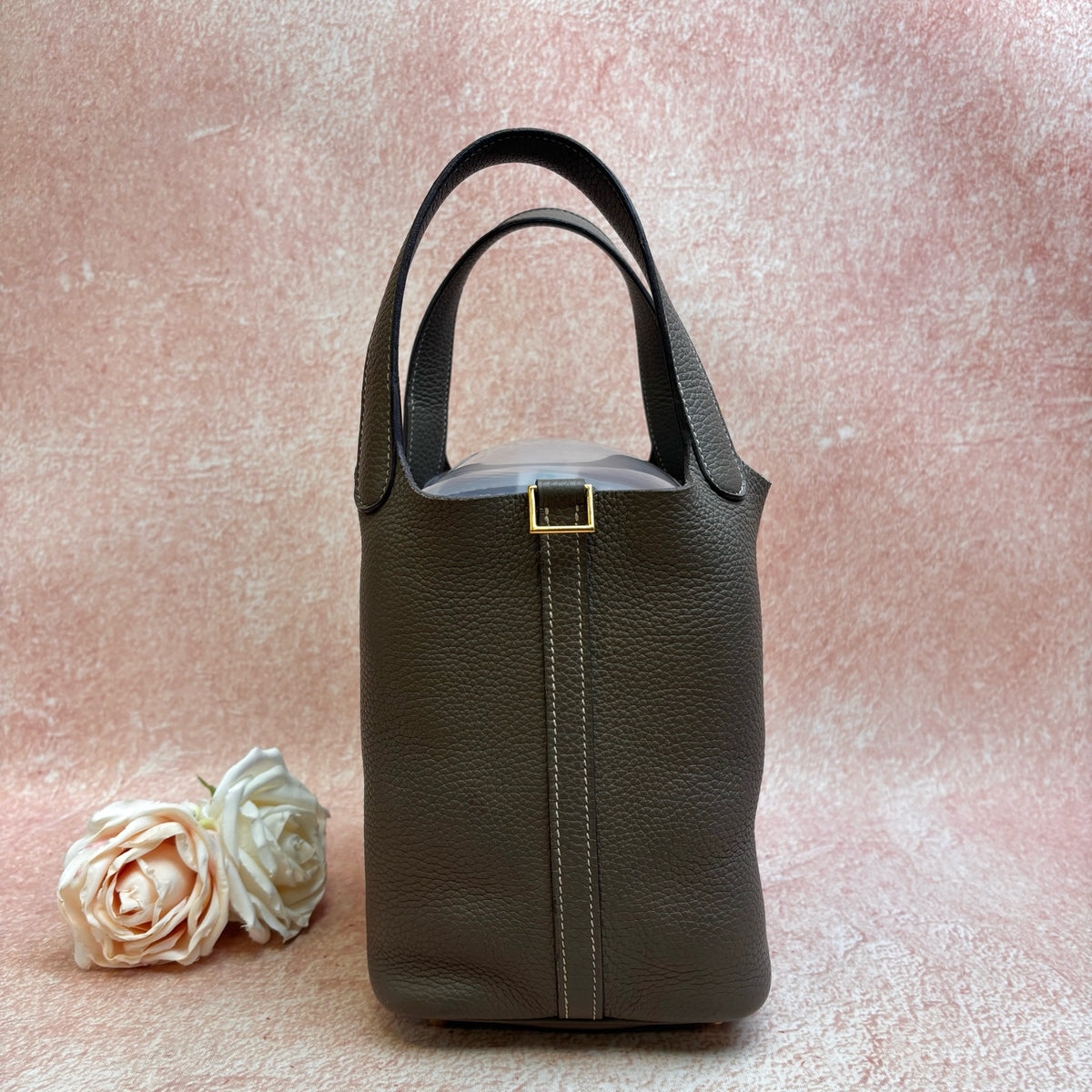 Hermes Picotin Etoupe Gold Hardware Clemence Leather