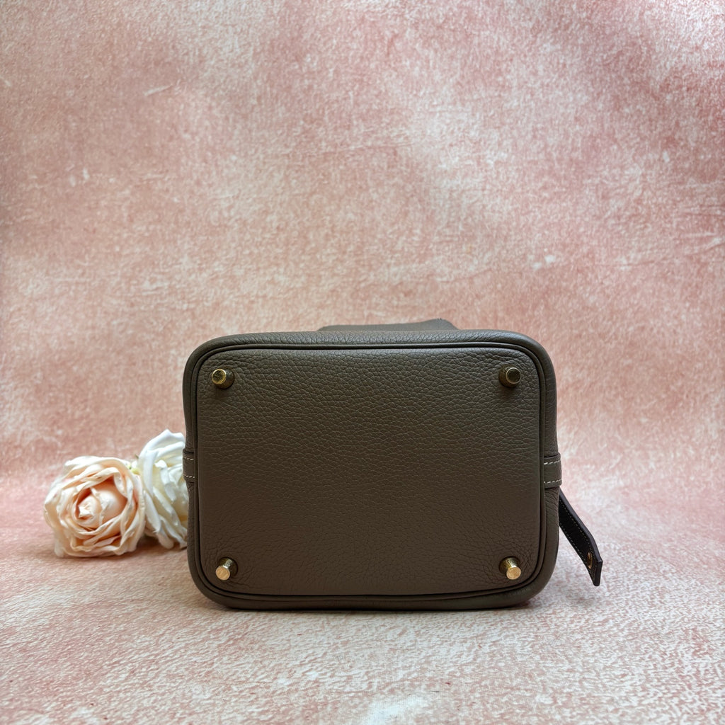 Hermes Picotin Etoupe Gold Hardware Clemence Leather