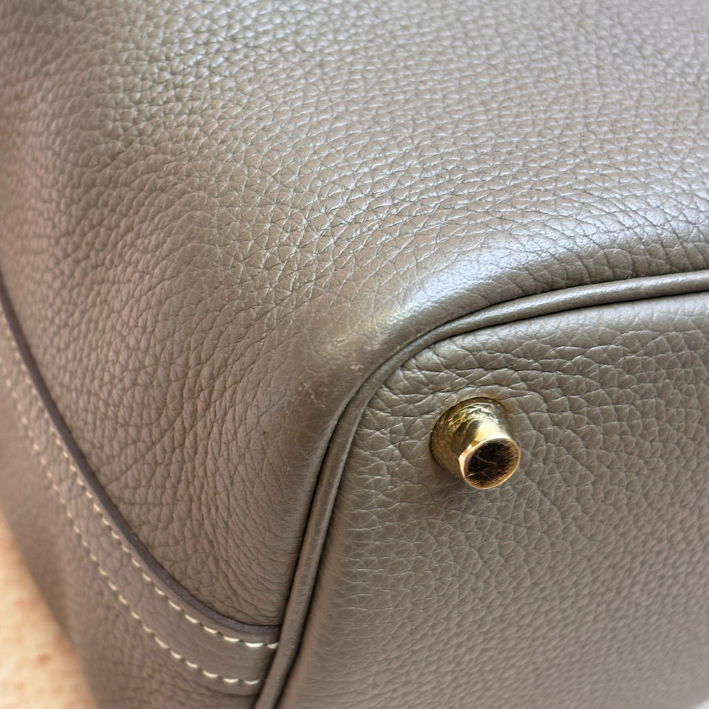 Hermes Picotin Etoupe Gold Hardware Clemence Leather