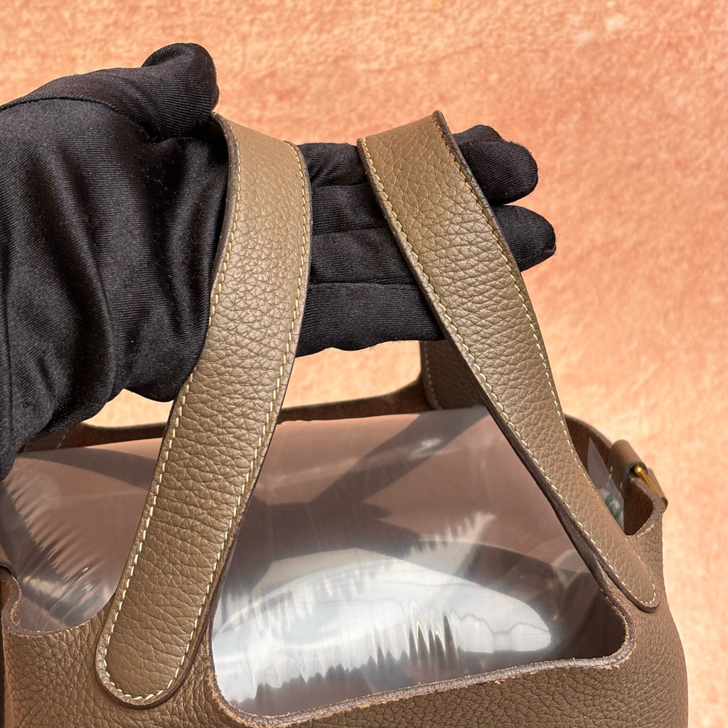 Hermes Picotin Etoupe Gold Hardware Clemence Leather