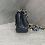 Chanel Classic Flap Square Mini Black Chevron Lambskin Chain Bag with Gold Hardware